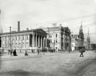Circa  Courthouse -- Dayton Ohio Under a web of streetcar telephone and telegraph wires